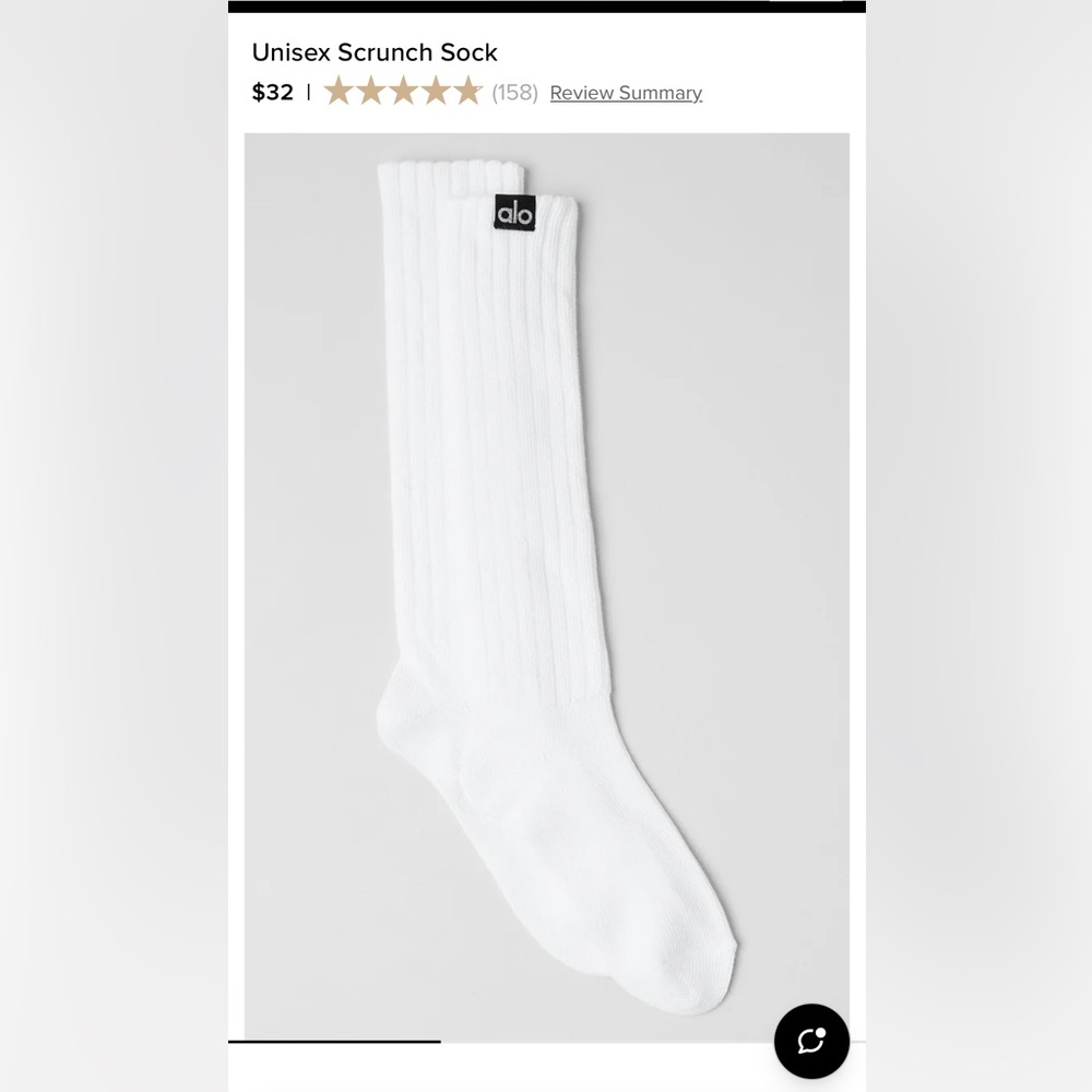 ALO Yoga Classic White Unisex Scrunch Socks